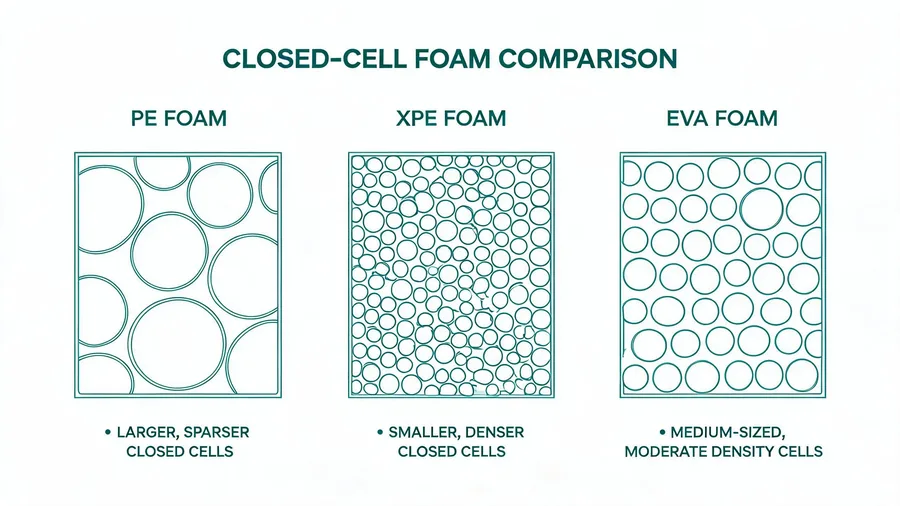 Comparison diagram of closed-cell PE, XPE and EVA insulation foams